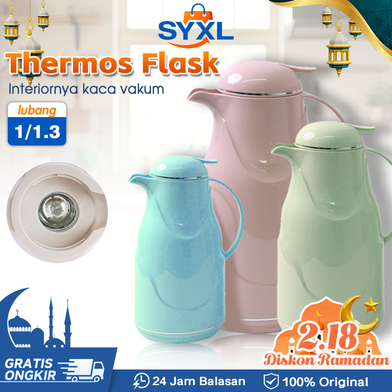 1300ML TERMOS AIR PANAS BAHAN KACA LUAR PLASTIK WATER JUG 1.3 LITER BESAR