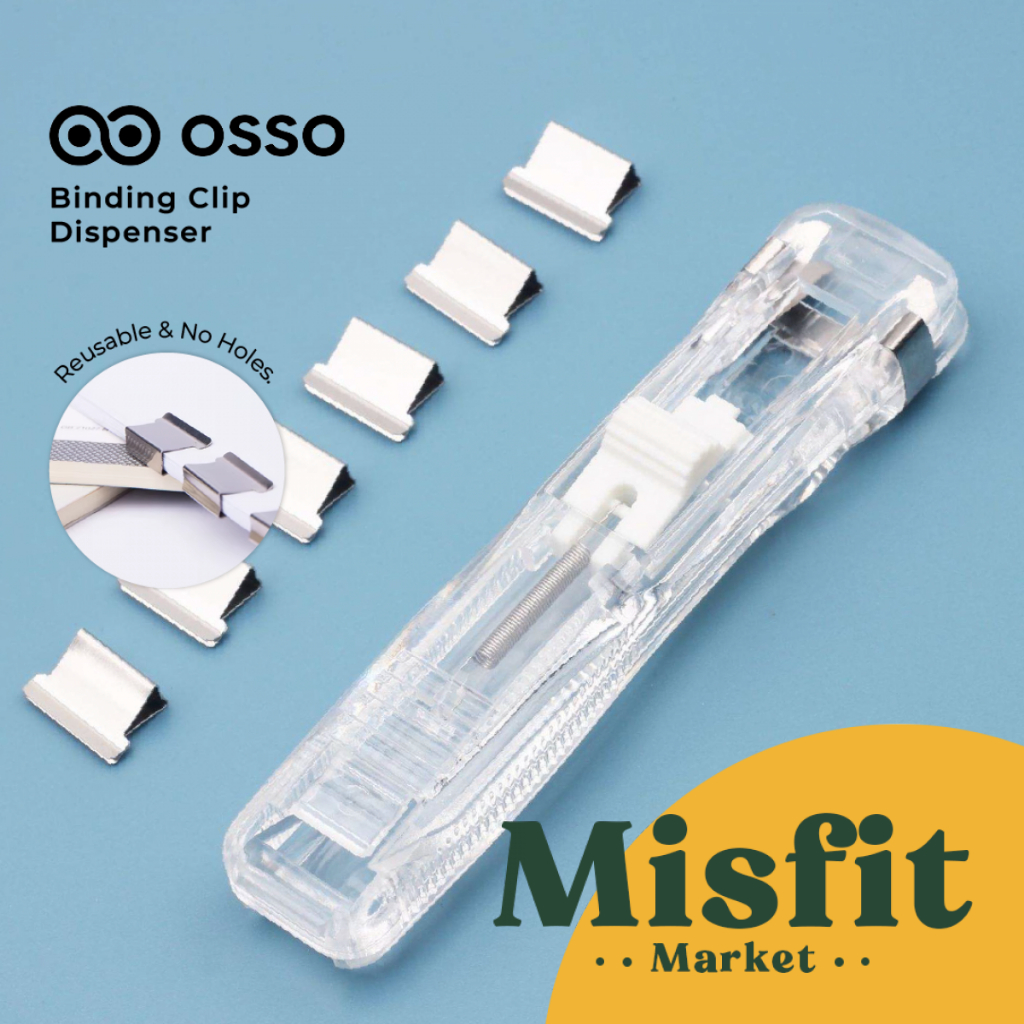 OSSO Binding Paper Clip Dispenser Push Clamp Jepitan Klip Kertas Jilid Staples