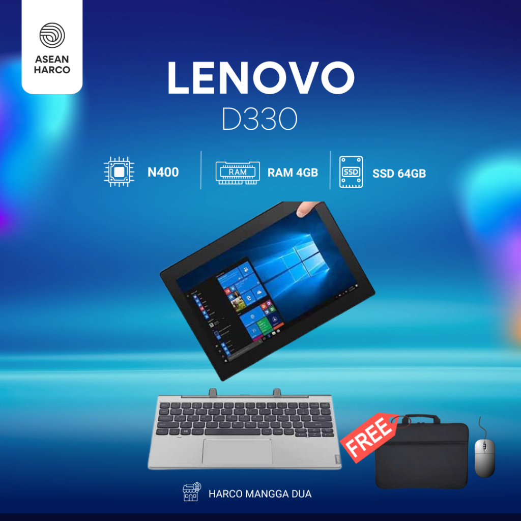 LENOVO D330 INTEL N4000 RAM 4GB EMMC 64GB - SECOND MULUS MURAH BERGARANSI