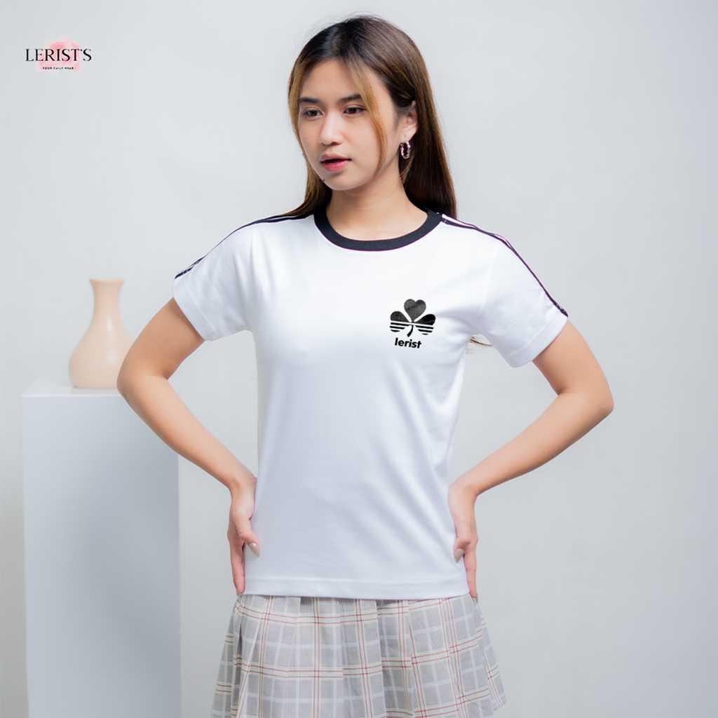 Oneck Clover Lerist- Atasan wanita kekinian leher bulat cotton combed 30s premium Lerist