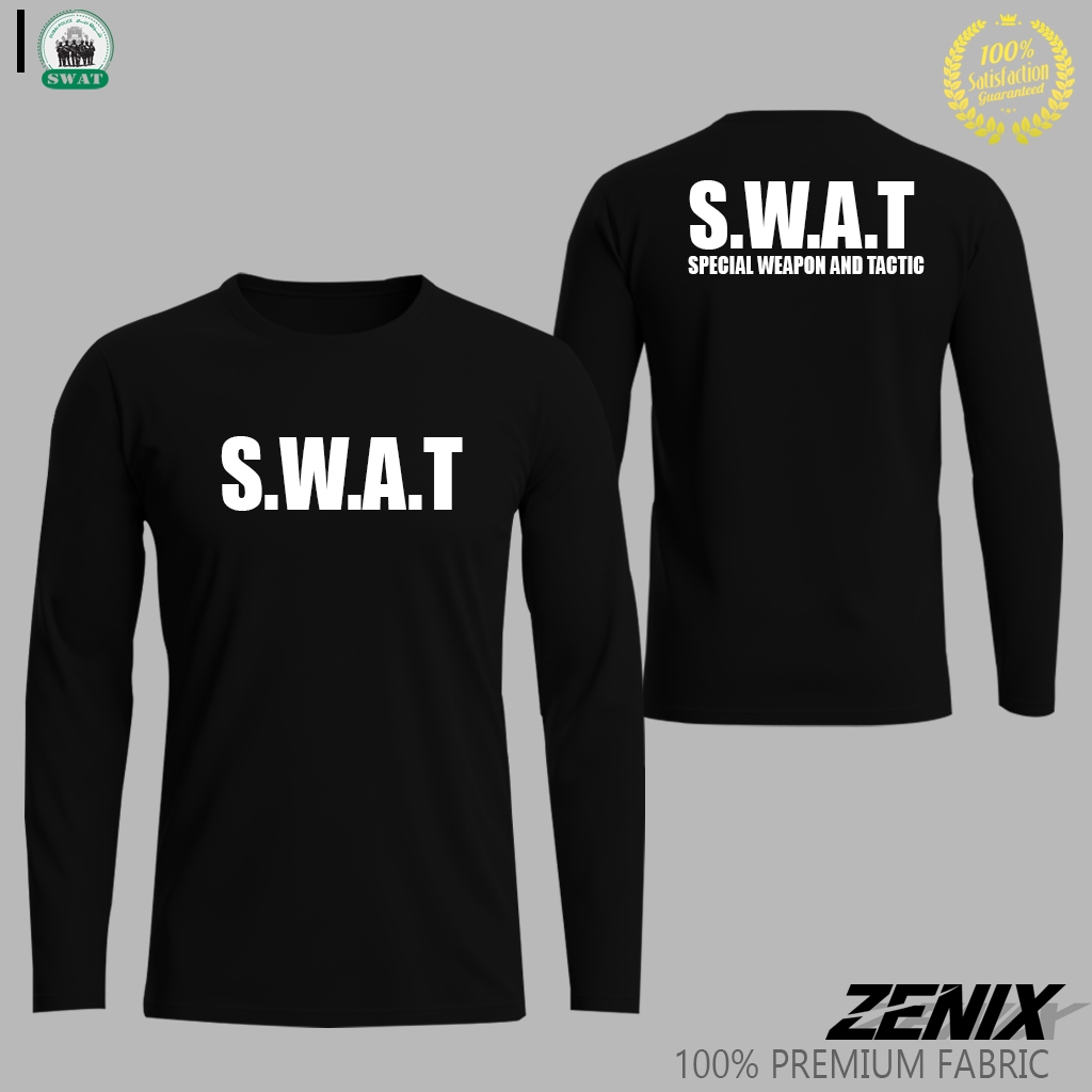 Kaos Lengan Panjang SWAT Classic Terbaru Premium Hitam Putih Kuning Merah Navy