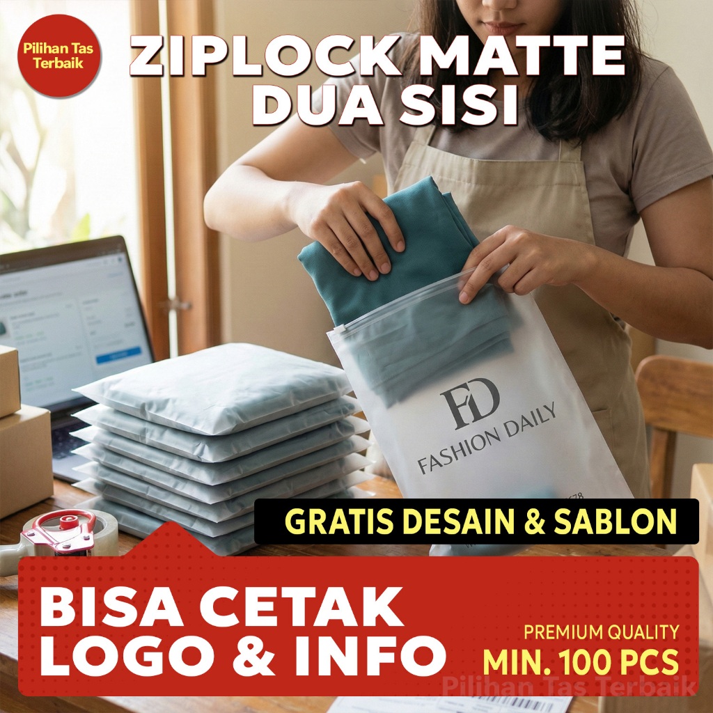 100pcs Kantong Ziplock Doff Berlubang Custom – Anti Pengap, Ideal untuk Olshop & Kemasan