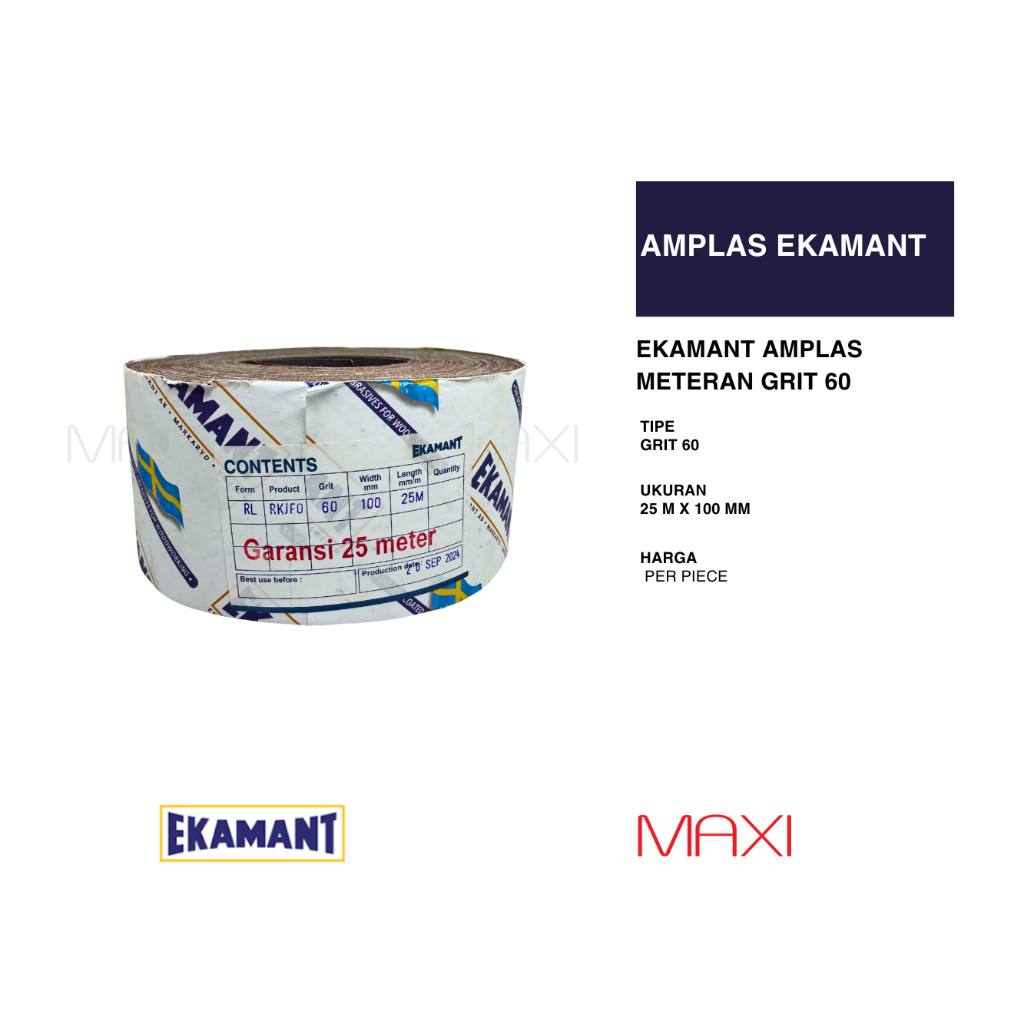 Ekamant Amplas Meteran RKJFO Grit 60 - 800 | GROSIR 25 METER