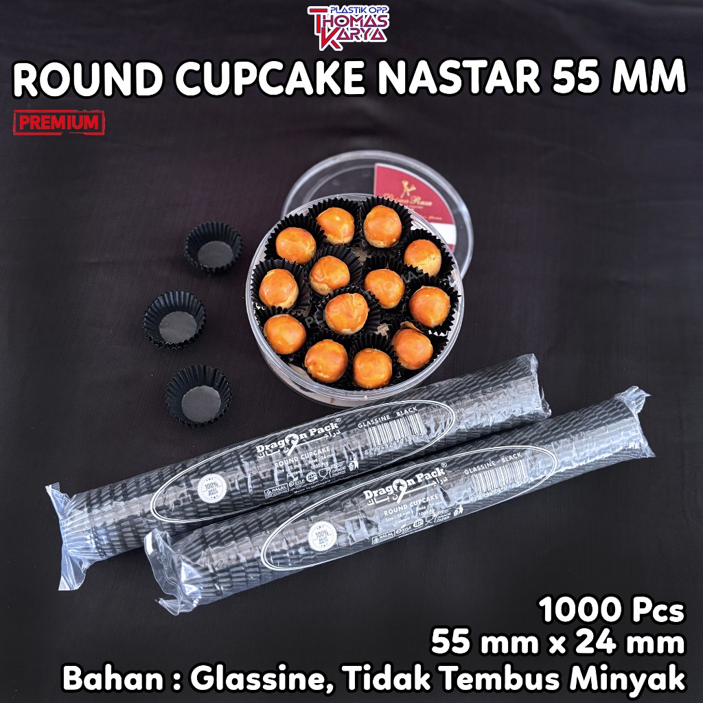 Cupcake 55mm Hitam 1000pcs Cup Nastar Lebaran DRAGON PACK