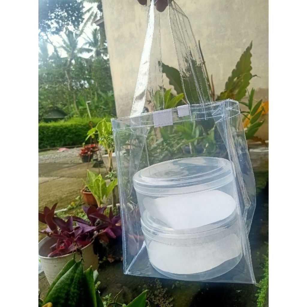 Tas Mika Transparan / Tas Mika Hampers Toples / Tas Nastar Muat 2 Toples 250 grm dan 500 grm
