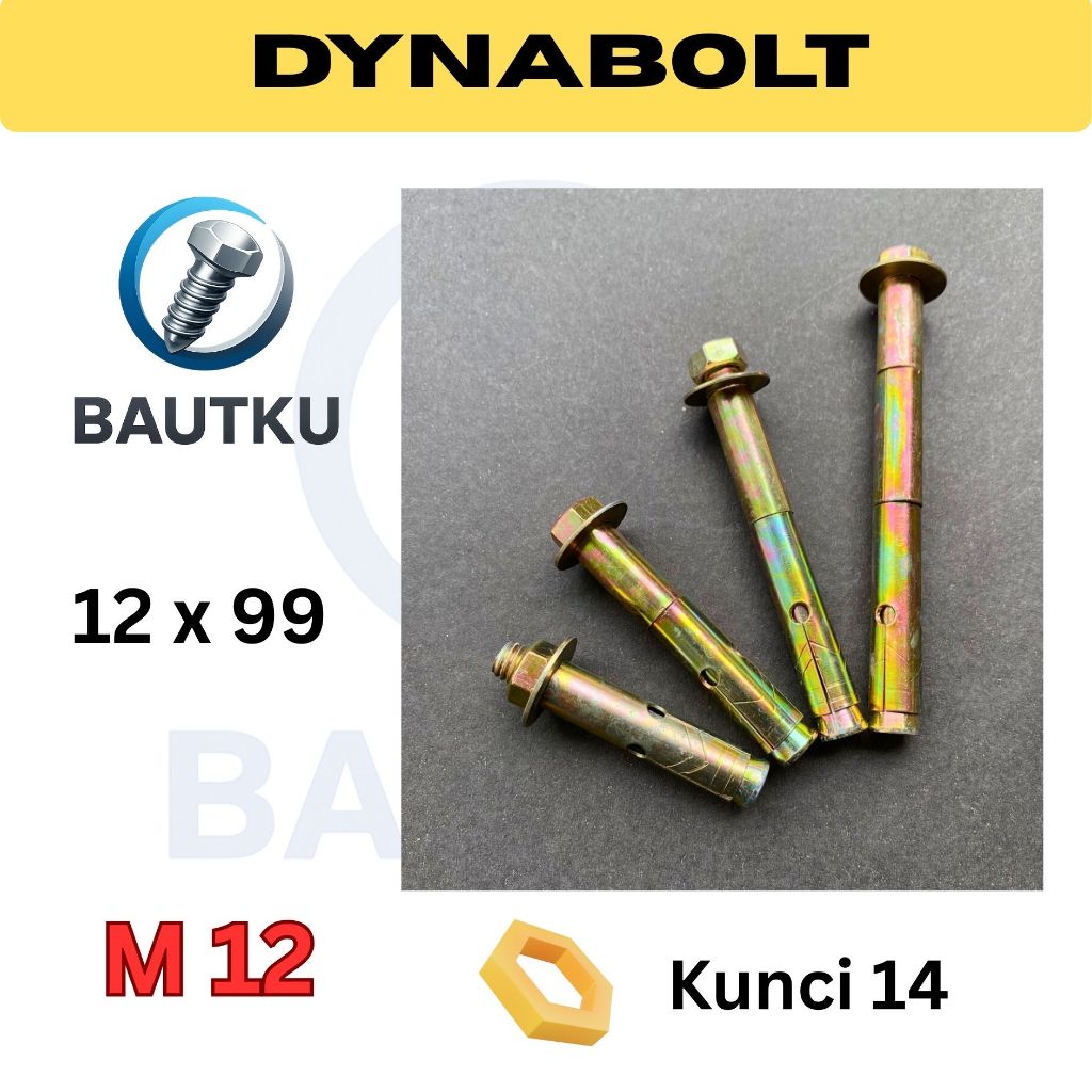 DYNABOLT 12x99, Baut Beton M12 x 99, Dinabol, Ring, Mur, Eceran