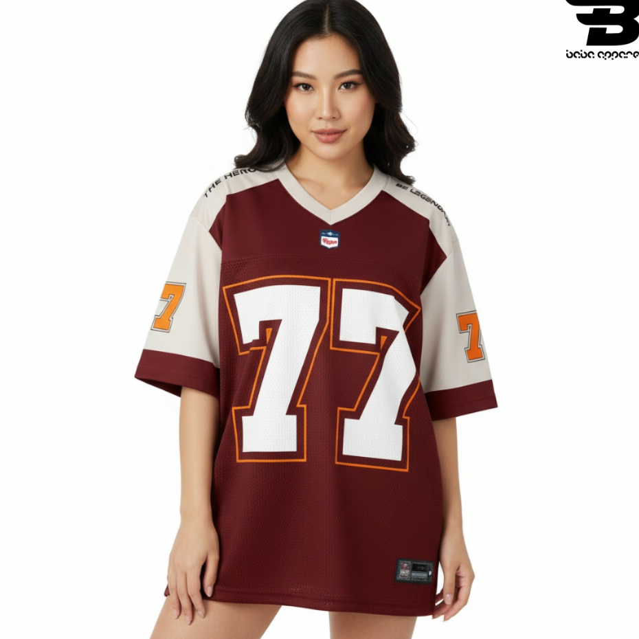 Jersey Oversize Boxy Unisex Dri-Fit Coklat / Custom Nama dan Nomor Baju / Outfit Streetwear Retro Vi