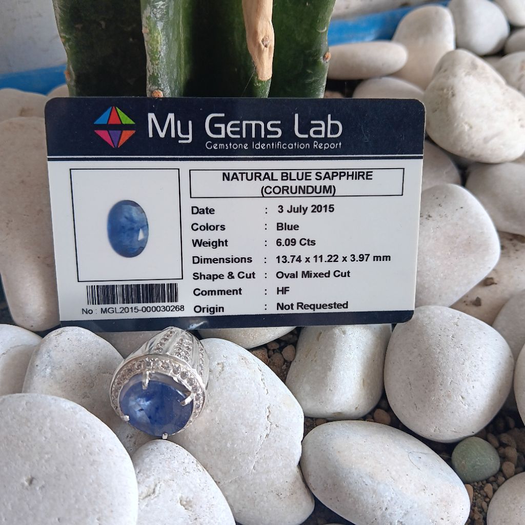 Blue Sapphire Safir Memo Ring Perak