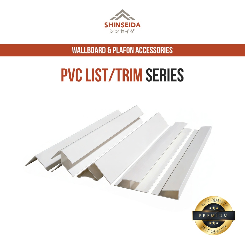 SHINSEIDA Lis Dinding 395cm PVC Lis Plafon Lis Samping/Sudut/Penutup Anti Patah Profil PVC