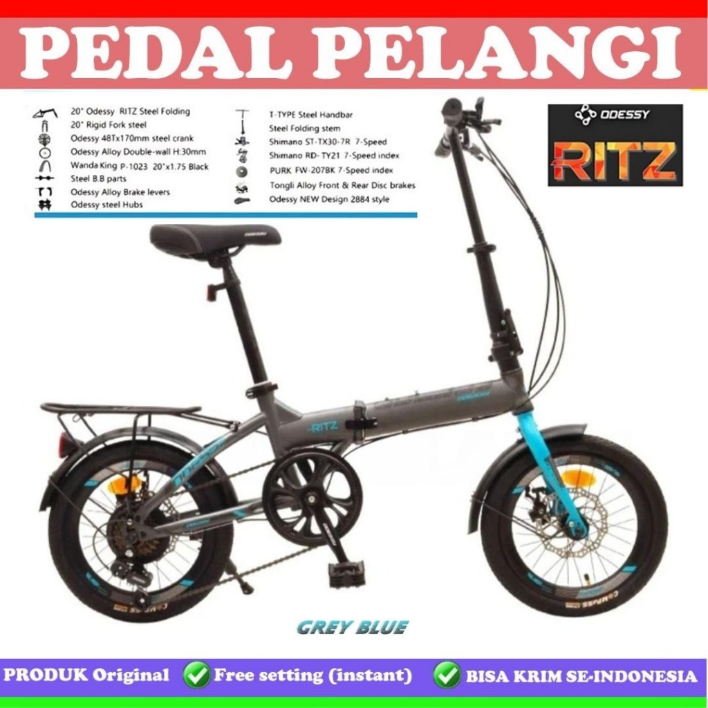 TERBARU Sepeda Lipat 16 20 Inch Odessy RITZ 7 Speed Shimano Folding Bike