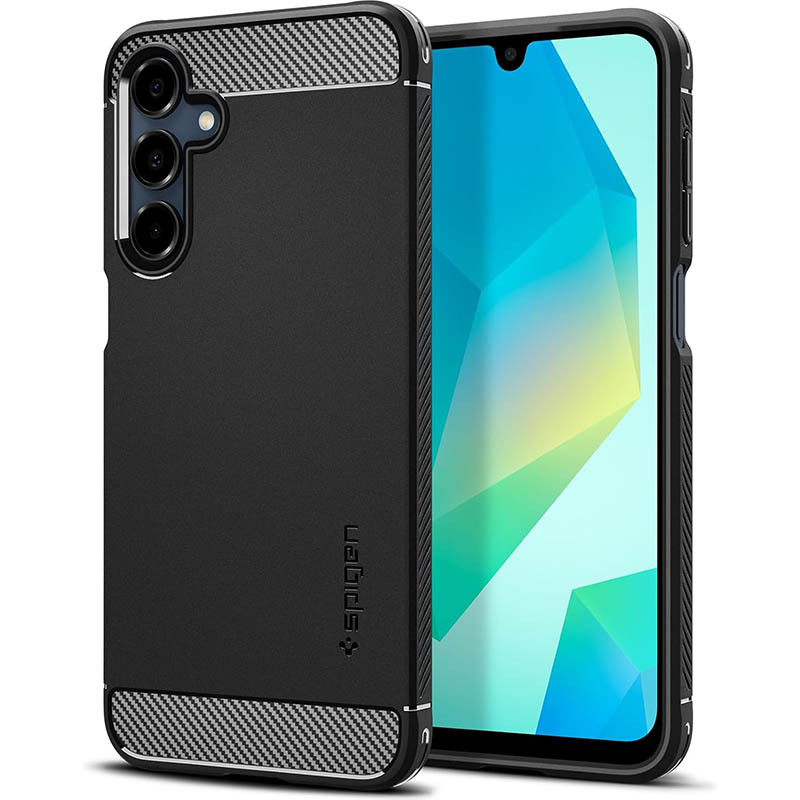 Spigen Rugged Armor Case Samsung Galaxy A16 4G 5G - Casing Silicone Black Soft Cover Shock Proof Sof