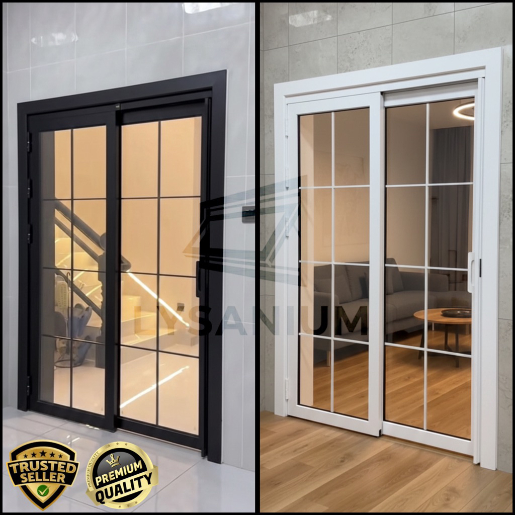 Pintu Sliding Lipat Alumunium Kaca T 210 x L 160 cm PENGIRIMAN SEJABODETABEK ( bisa costume Ukuran )