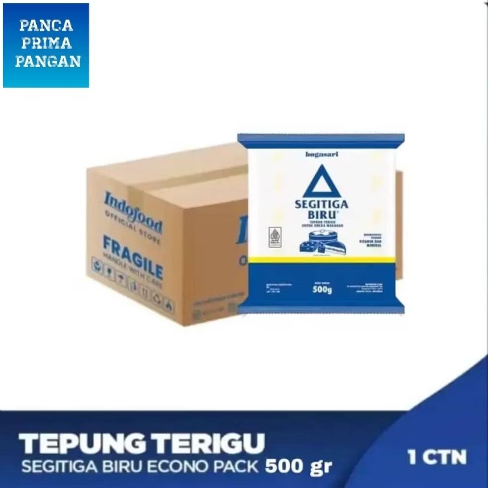 Tepung Terigu Segitiga Biru 500 gr - 1 Dus Isi 20 pcs