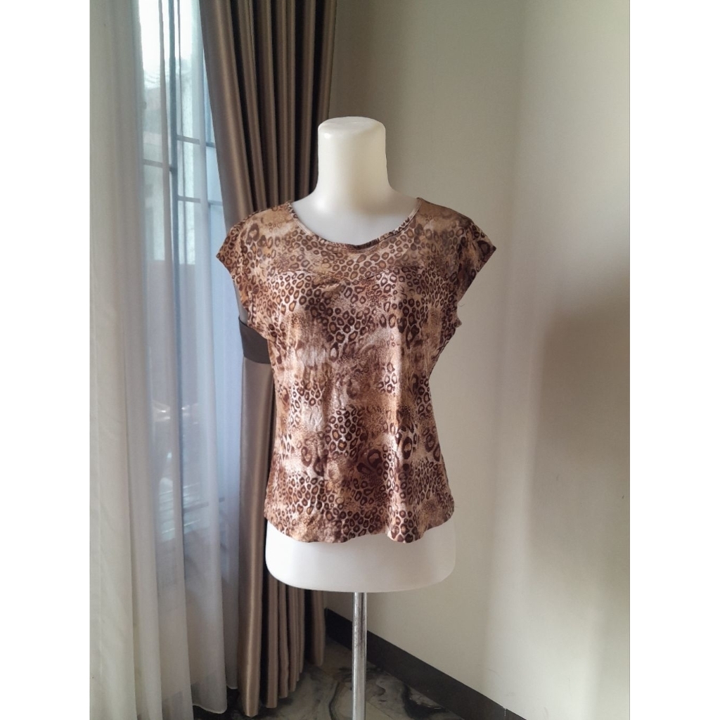 CROCODILE LADIES Leopard Blouse, Blouse Motif Macan Leopard