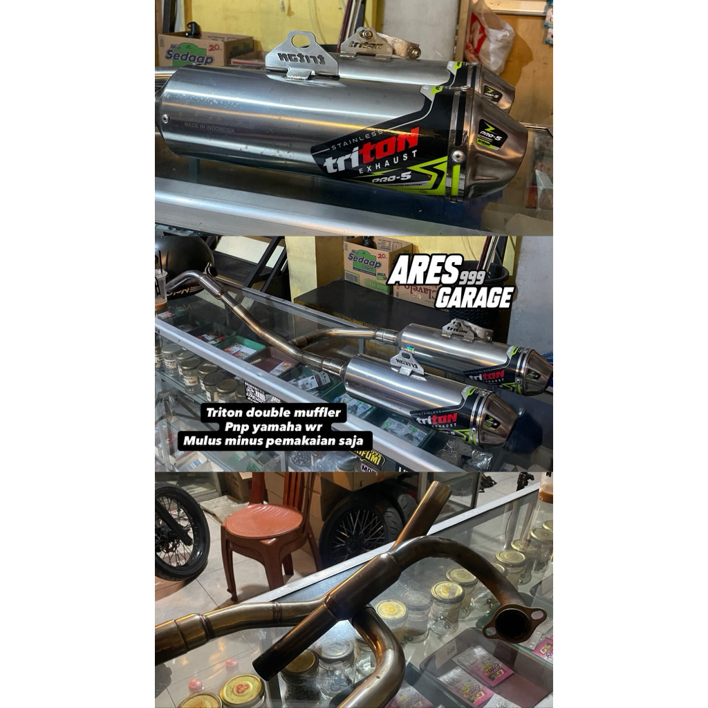KNALPOT TRITON DOUBLE MUFFLER WR 155 SECOND KNALPOT RACING WR KNALPOT DOUBLE SILINCER YAMAHA WR155