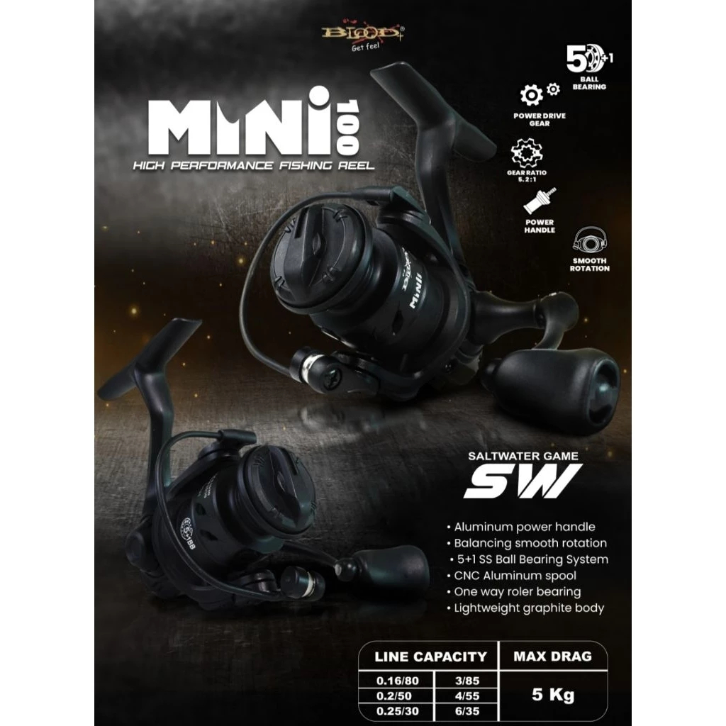 Reel Pancing Ultralight Blood X Mini 100 Power Handle