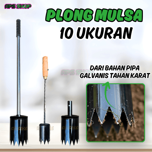 PLONG MULSA DIAMETER 11CM DAN 9CM PANJANG GAGANG 65CM/ALAT PELUBANG PLASTIK MULSA