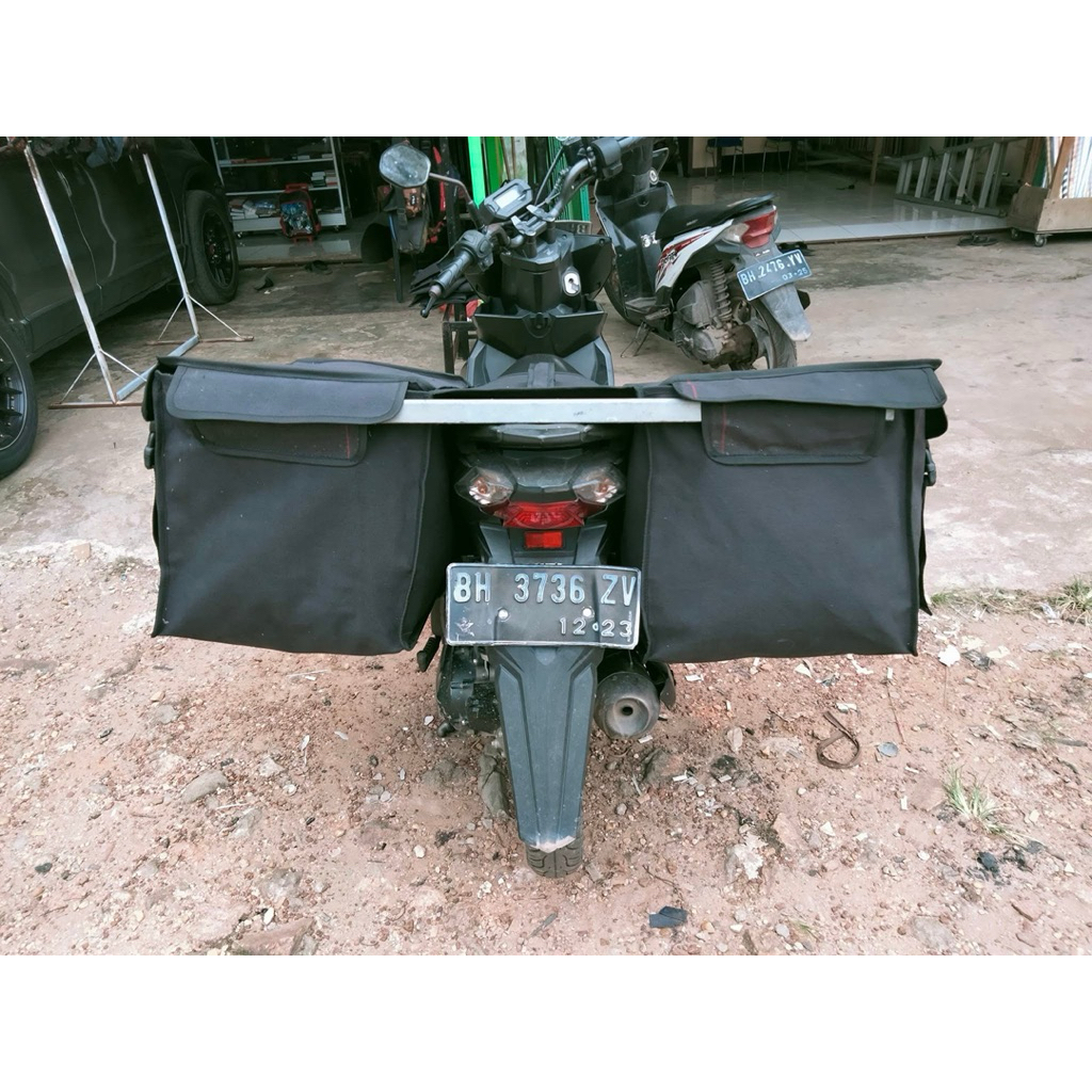 full lapis tebal waterproof ambung tas motor sadle bag bronjong tobos along-along keranjang motor