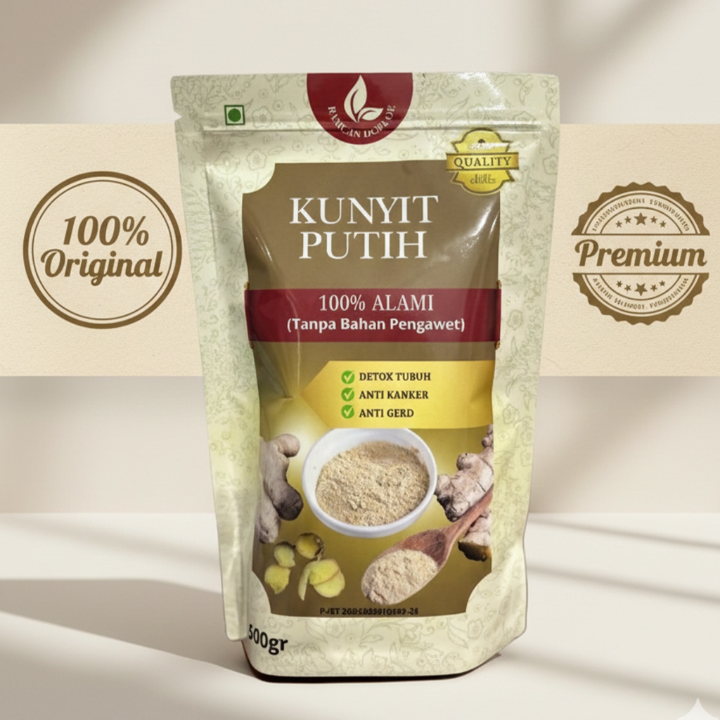KUNYIT PUTIH 500 GRAM TANPA PENGAWET ASLI 100% ORI | SERBUK KUNYIT PUTIH BUBUK RAMUAN DOELOE