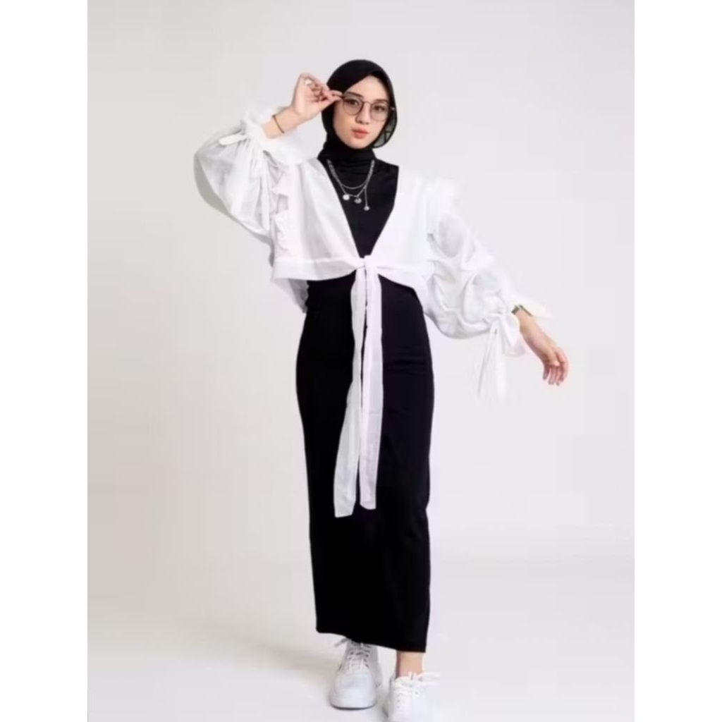 Dress Serayu Rompi Outer Putih Gamis Maxy Wanita Carlina Fashion