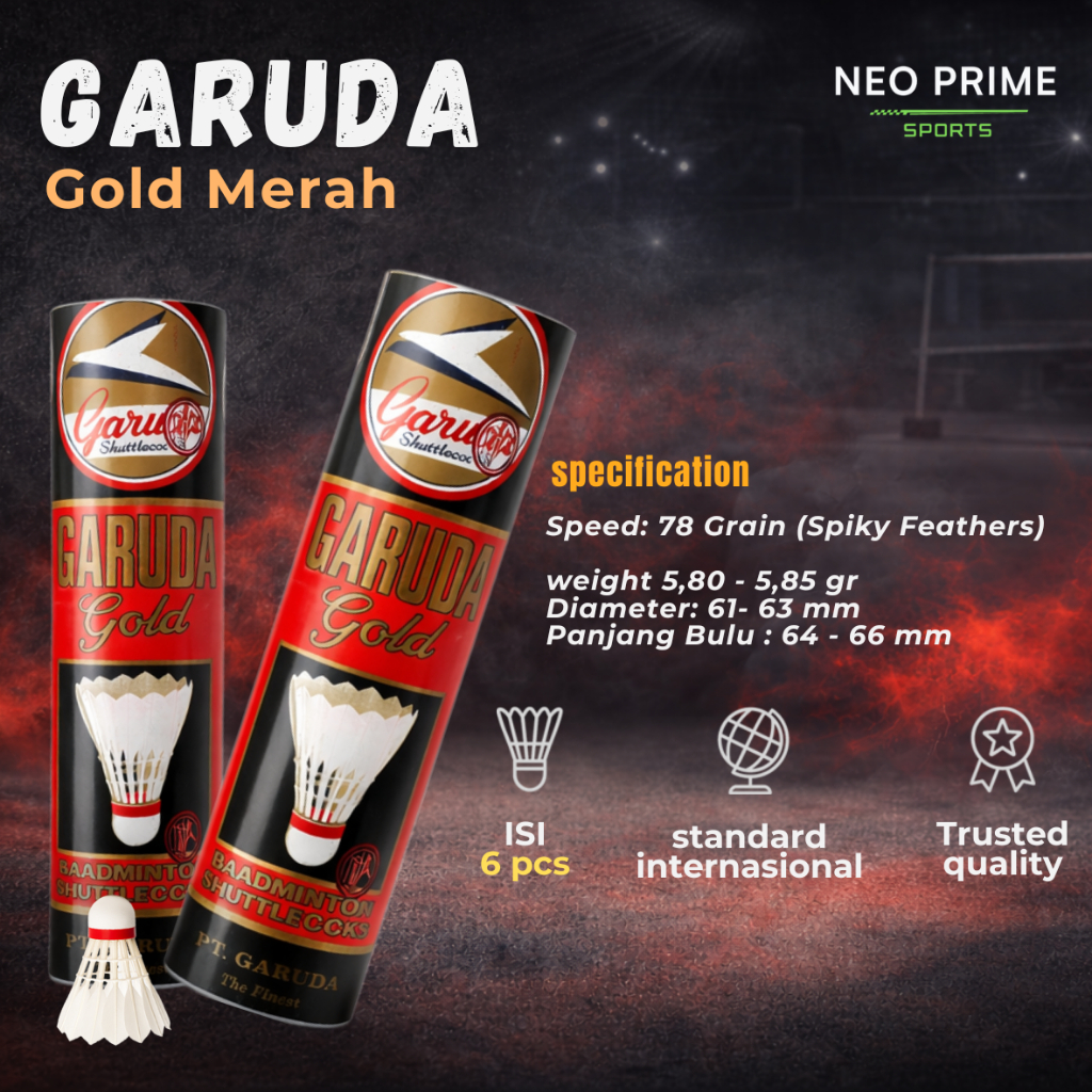 Shuttlecock Kok Badminton Garuda Gold Merah Bola Bulutangkis Bulu Angsa Original