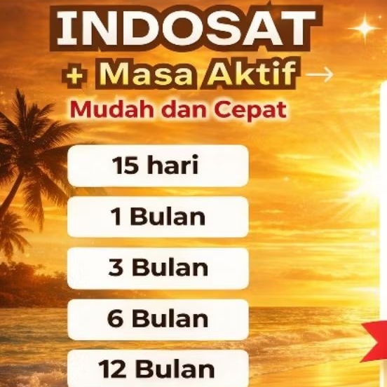 PROMO Perpanjang/Tambah Masa Aktif Indosat 1 BULAN | 3 BULAN | 6 BULAN | 12 BULAN | MASA TENGGANG Ba