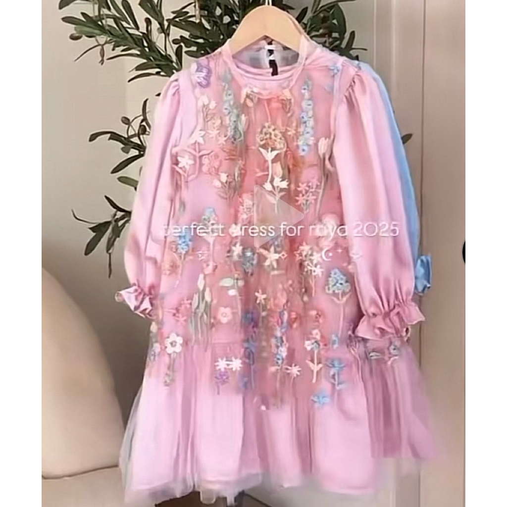 Baju Gamis Anak Perempuan Couple Brukat Tile Raya Lebaran