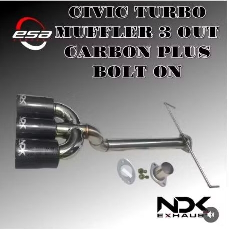 KNALPOT MOBIL RACING NDK EXHAUST HONDA CIVIC TURBO MODEL TYPE R MUFFLER BUANG TENGAH CARBON