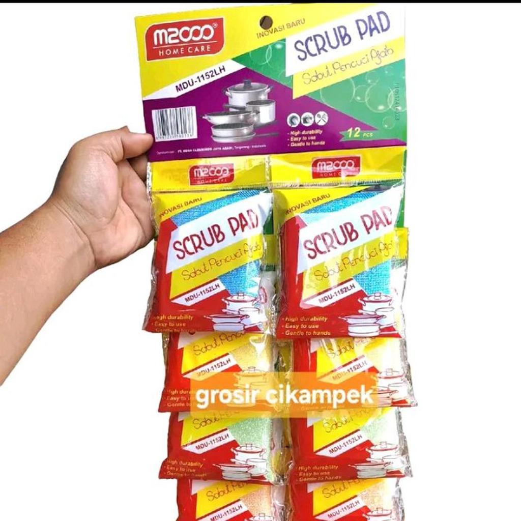 Sabut M2000 Pencuci Ajaib Scrub Pad (1 Renceng isi 12 Pcs) Spon Cuci Piring Kain Busa, Tidak Mudah R