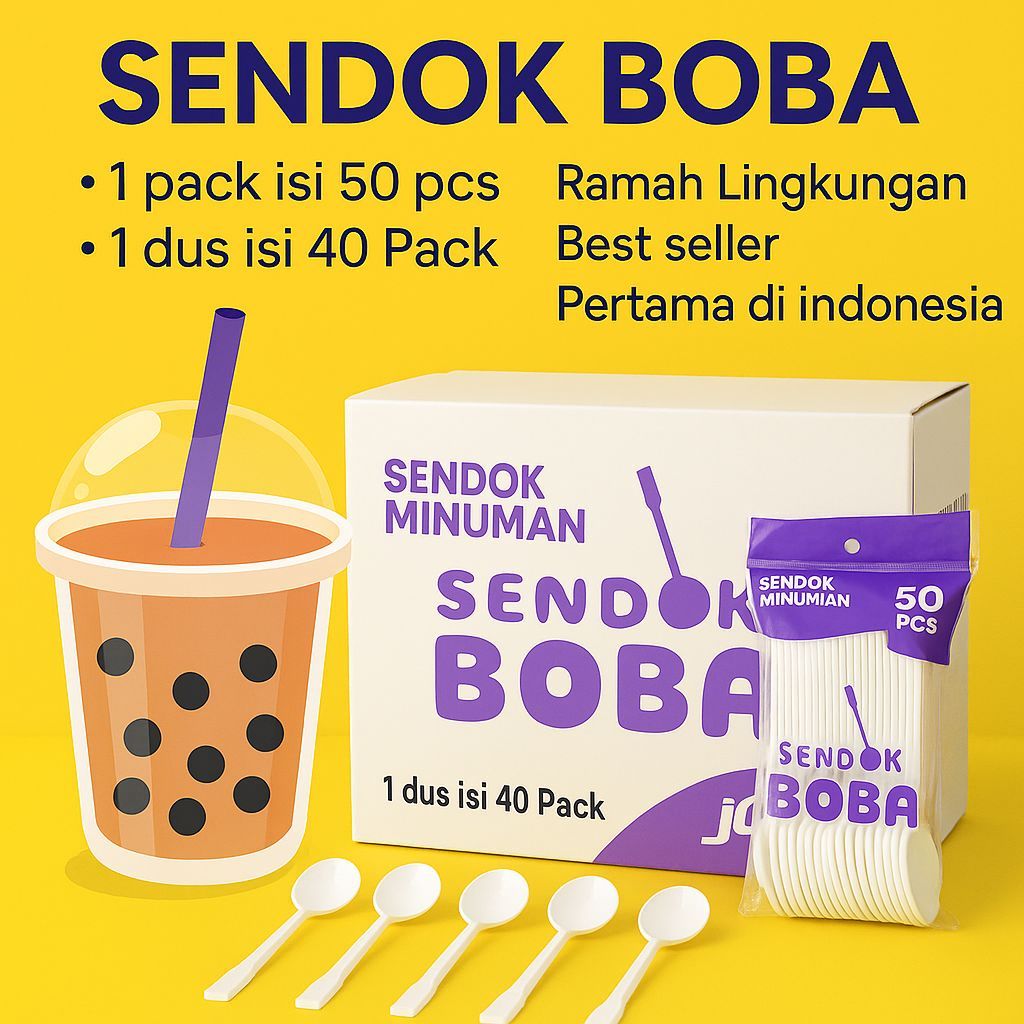 Sendok Minuman Boba JD Kopi Es Susu Buah Sendok Adukan Minuman 50 Pcs
