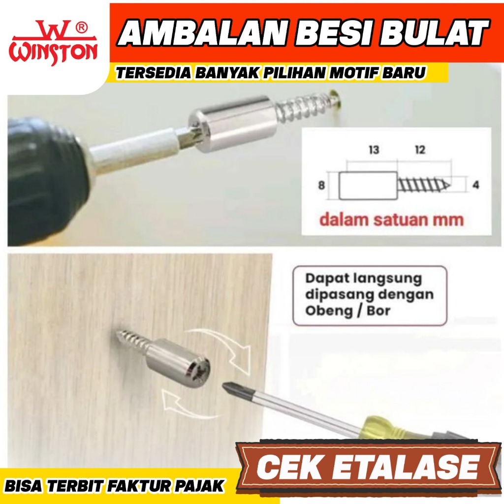AMBALAN KAYU BESI BULAT SEKRUP SIKU PENYANGGA RAK LEMARI WITH COVER SURABAYA 100PC