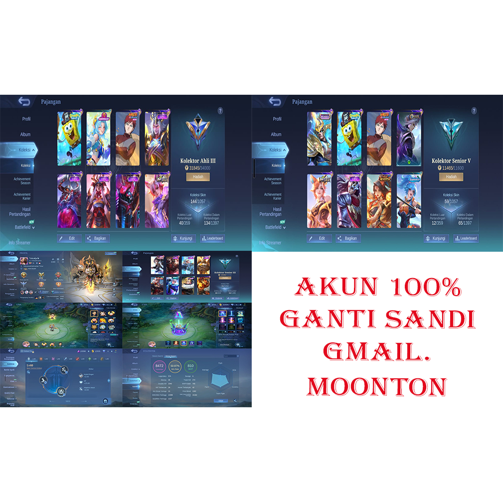 Akun mobile legends  kolektor murah meriah