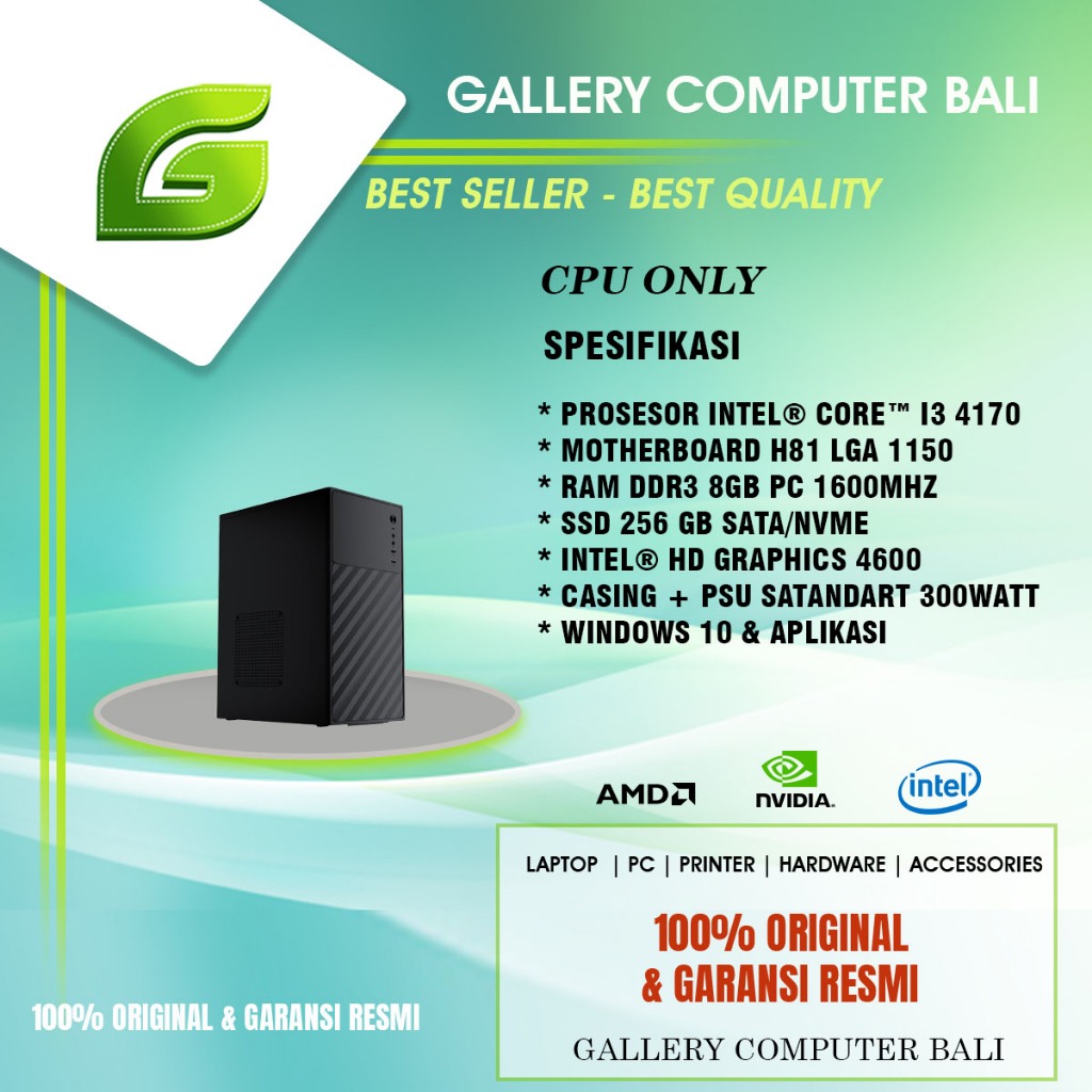 ( cpu only ) komputer pc rakitan intel core i3 gen 4