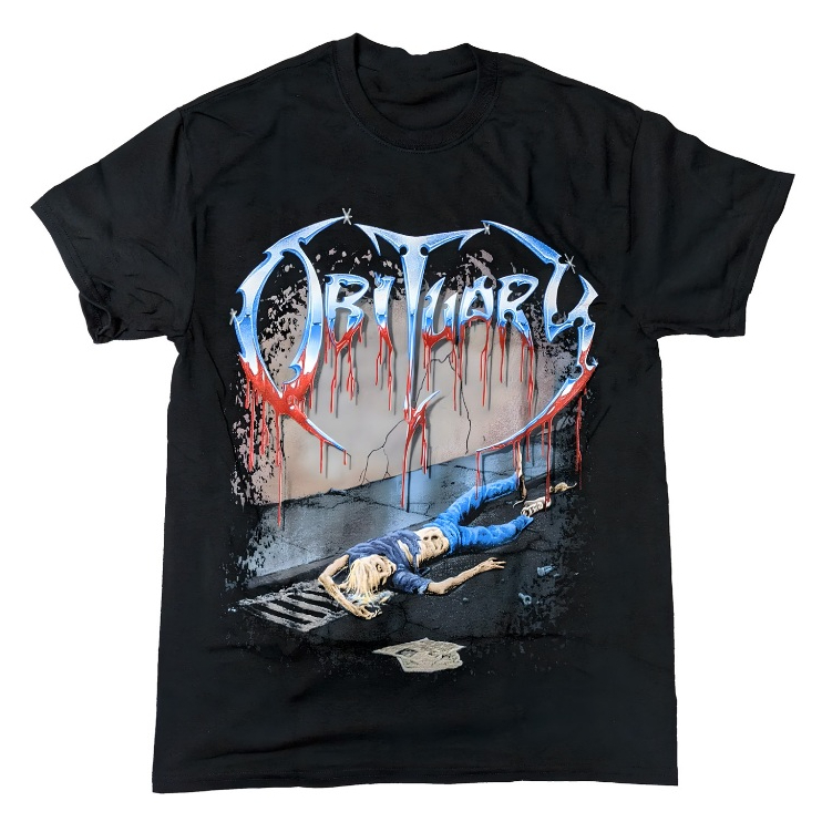 Kaos OBITUARY SLOWLY WE ROT 24s Hitam Katun M-XXL