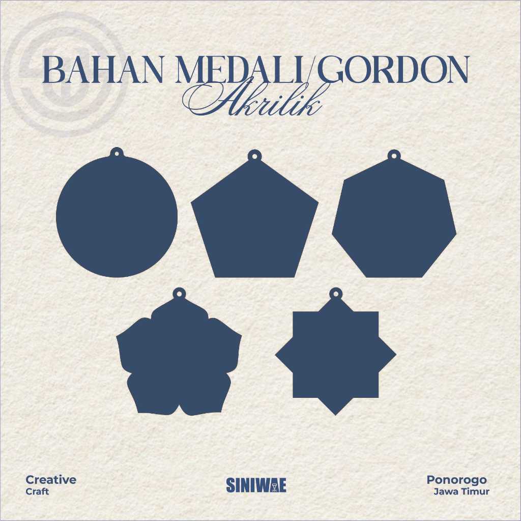 Bahan Gordon Wisuda 7x7cm Medali Akrilik 2mm 3mm Polos Bening Putih Solid