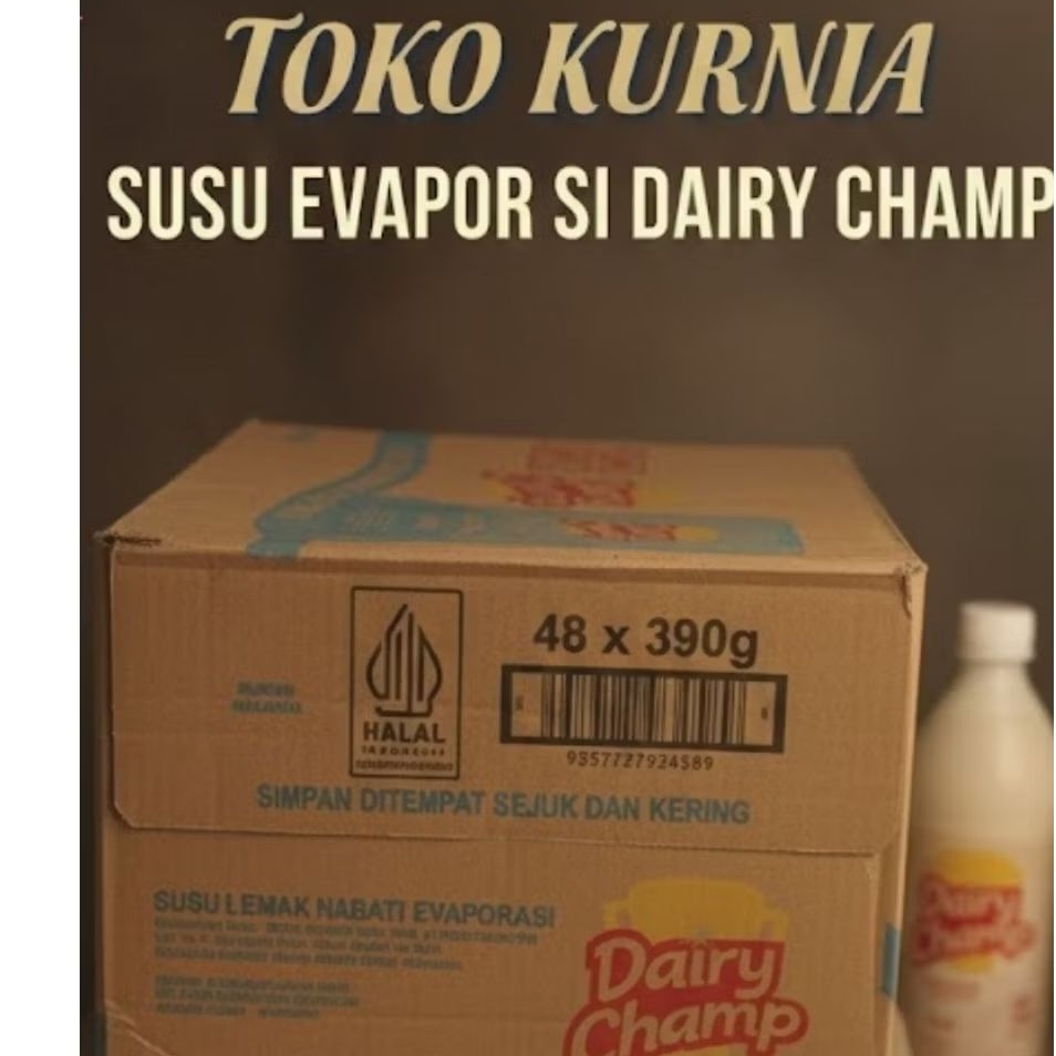 SUSU EVAPORASI DAIRY CHAMP 1 DUS  1SI 48 KALENG