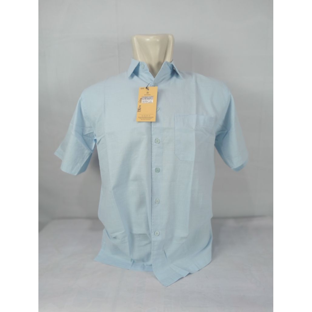 KEMEJA REGULAR POLOS LENGAN PENDEK PRIA SCOTCH&CO ORIGINAL-KEMEJA  PRIA DEWASA