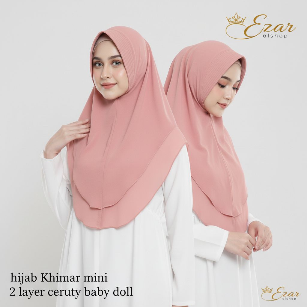 Hijab Khimar ceruty baby doll mini 2 layer/ Khimar mini 2 layer ceruty baby doll pet antem/hijab jil