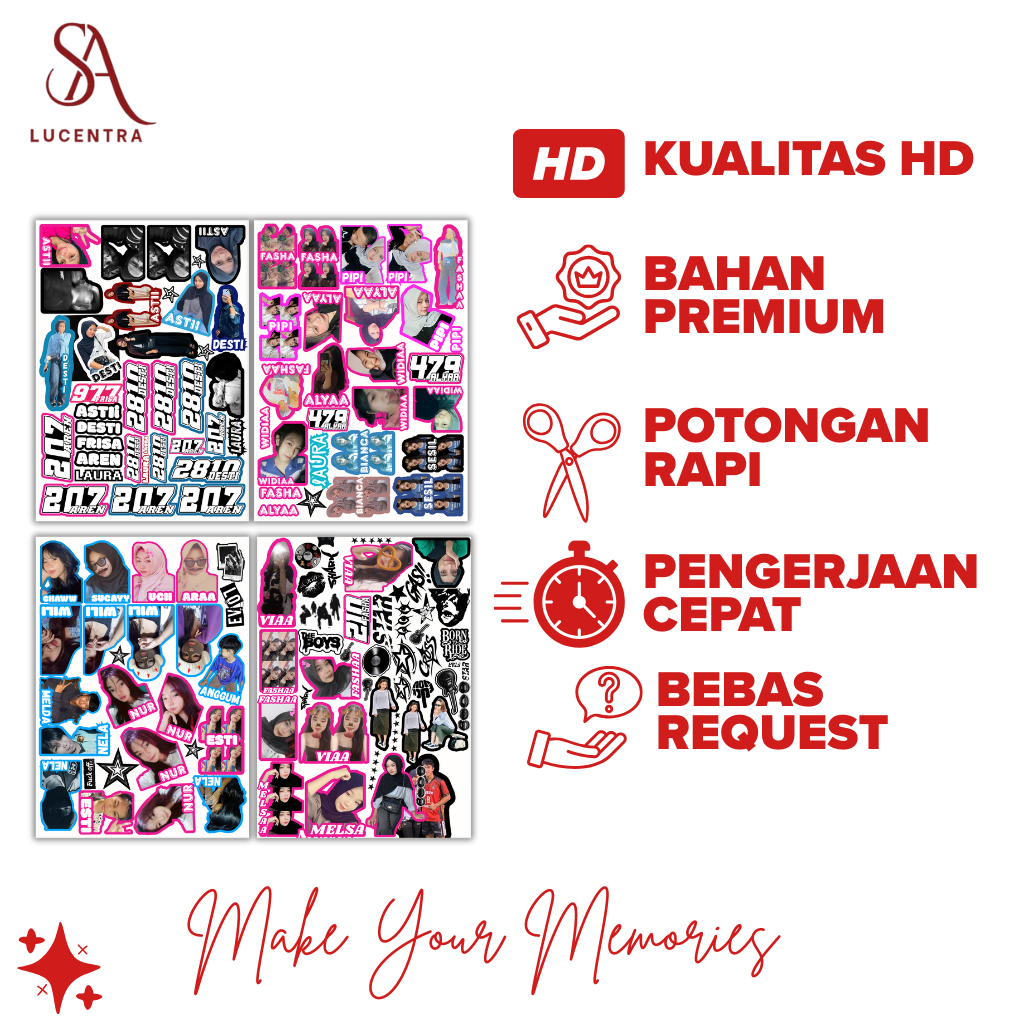 Cetak Stiker Custom A4 15 Stiker – Nontransparan/Transparan/Hologram