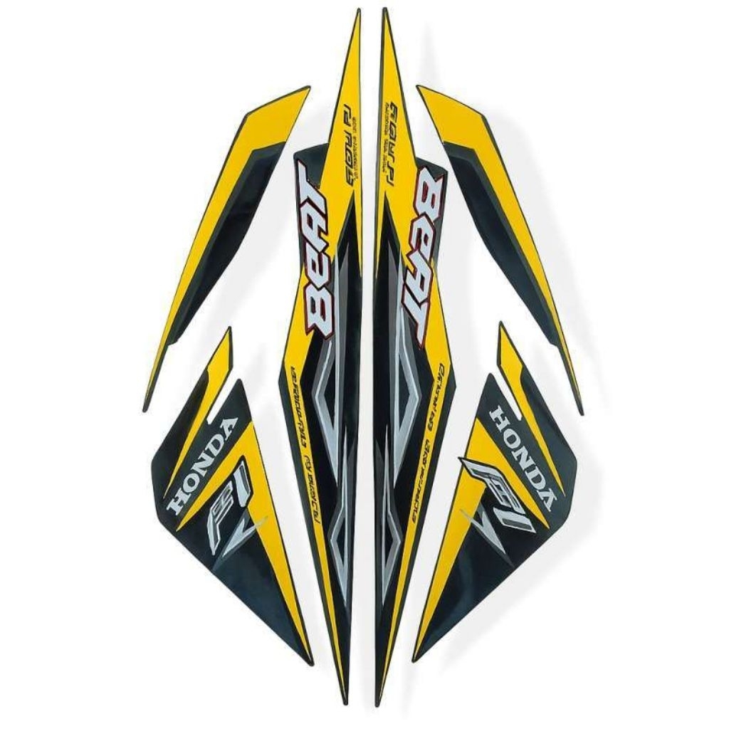 Striping stiker body motor Honda Beat Fi 2014 stiker list bodi motor beat fi kuning tahun 2014
