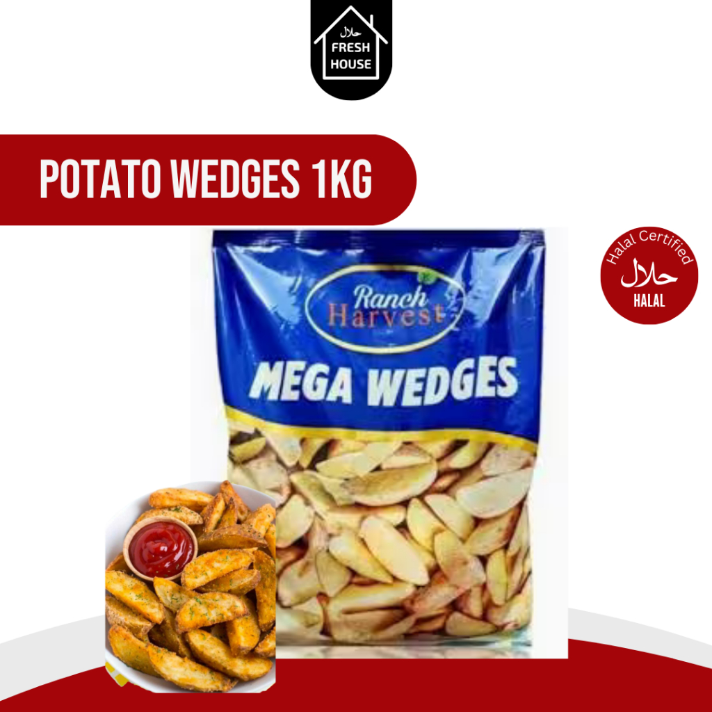 RANCH HARVEST POTATO WEDGES FROZEN 1KG/  KENTANG WEDGES