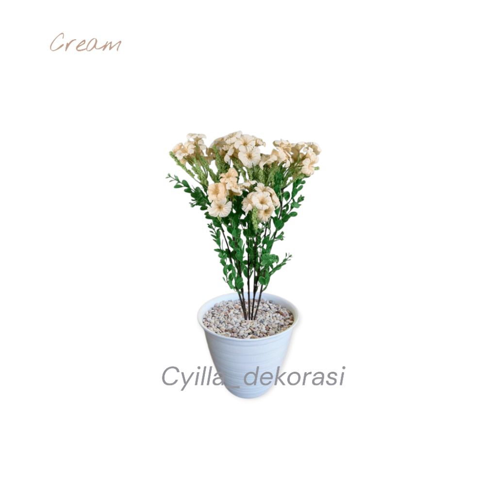 BUNGA HIAS PETUNIA PALSU PLUS POT / TANAMAN HIAS ARTIFICIAL PETUNIA