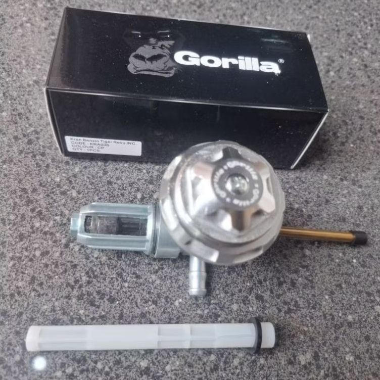 KRAN BENSIN HONDA TIGER REVO CNC + FILTER KRAN TRANSPARAN - TIREV GORILLA KROM TAHAN LAMA DAN MUDAH 