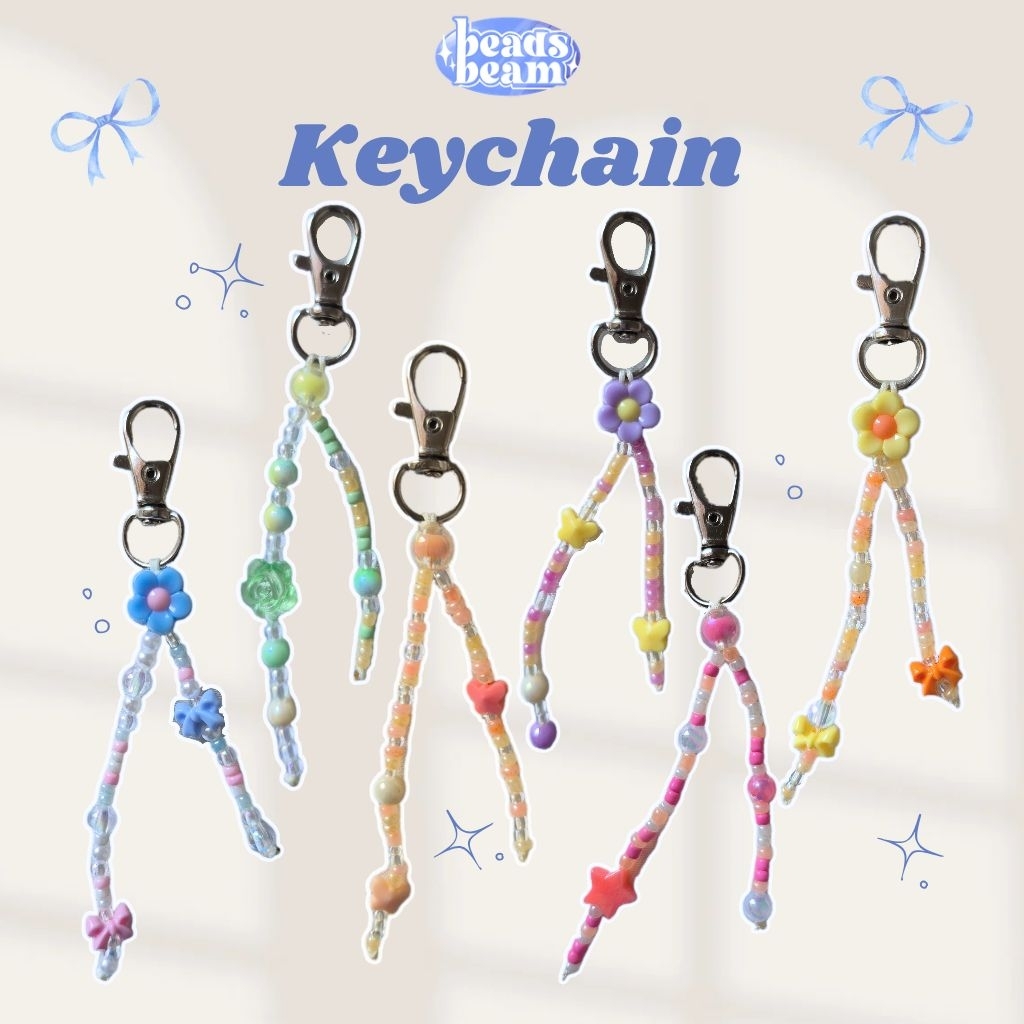 Keychain manik-manik/ Gantungan kunci & tas manik-manik warna warni simple