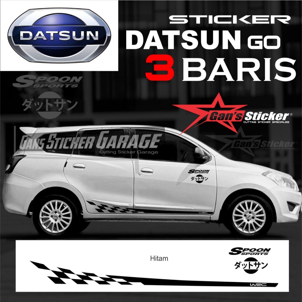 Sticker Samping Mobil Datsun Go 3 Baris Aksesoris Eksterior Mobil Datsun Go