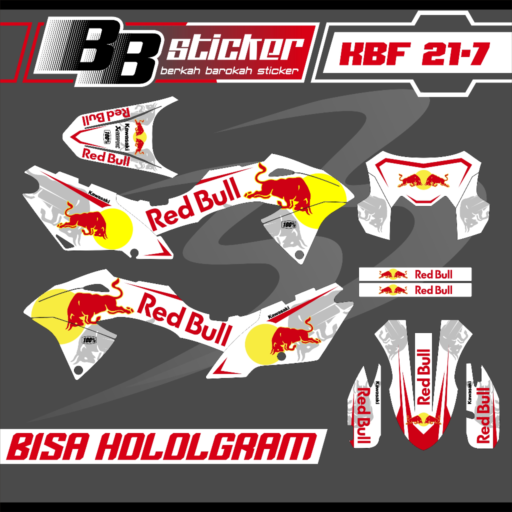 Sticker Striping Motor Kawasaki KLX BF – Desain Racing KBF 21 RED BULL