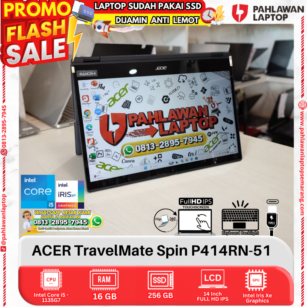 LAPTOP ACER TravelMate Spin P414RN-51 Core i5 GEN 11 RAM 16GB SSD 256GB FLIP TOUCHSCREEN