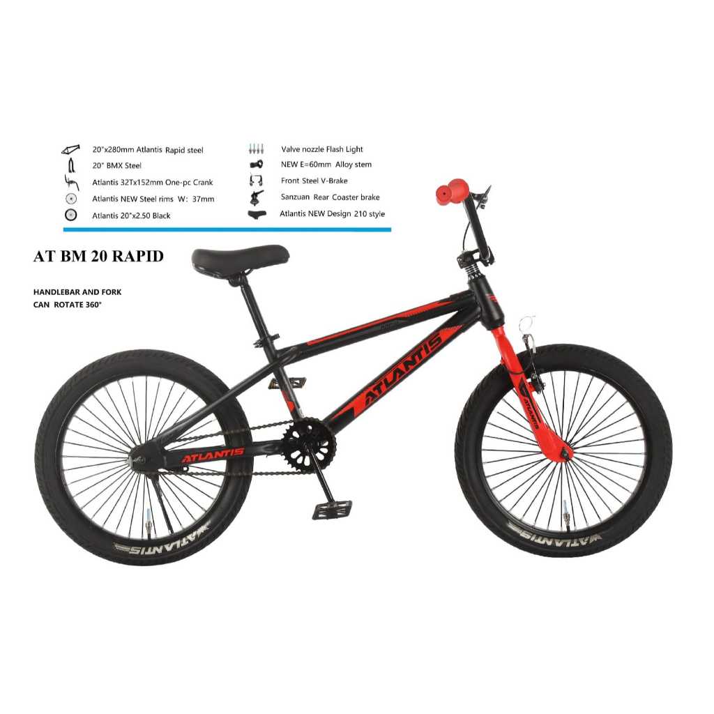 Sepeda anak laki-laki bmx 20 in atlantis torpedo dan atlantis 690 db ban jumbo 3.0 cat nano paint cr