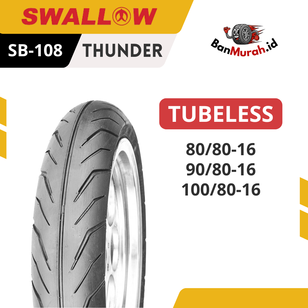 Ban Luar Motor Swallow SB-108 THUNDER 80/80 90/80 100/80 Ring 16 TUBELESS