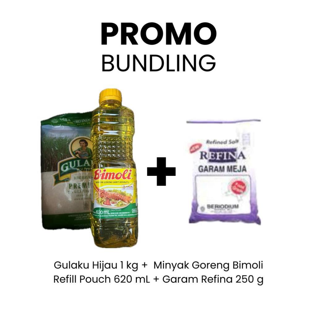 Paket Dapur Hemat Gulaku 1Kg + Minyak Goreng Bimoli 620ml + Garam Segitiga Emas 250g | Sembako Murah
